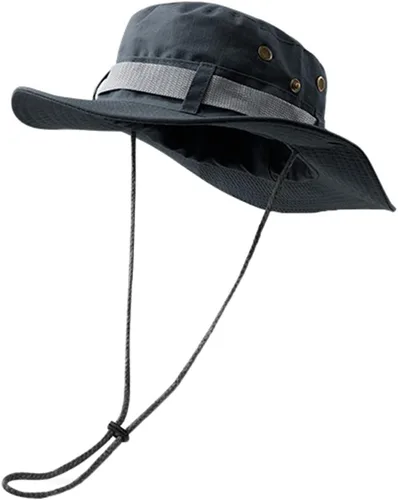 Vista 2 de Sombrero de pescador para hombre y mujer, de ala ancha, sombrero de safari, plegable, protección UV, playa, viajes, pesca, senderismo, sombrero