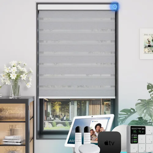 Vista 68 de MYshade Persianas enrollables de cebra opacas (85 %) con cordón para ventanas interiores, persianas de doble capa beige para dormitorio, baño, sala