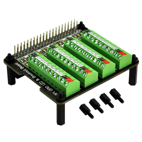 Vista 4 de HCDC RPi GPIO Status LED y Placa de Distribución de Bloque de Terminales HAT para Raspberry Pi A+ 3A+ B+ 2B 3B 3B+ 4B