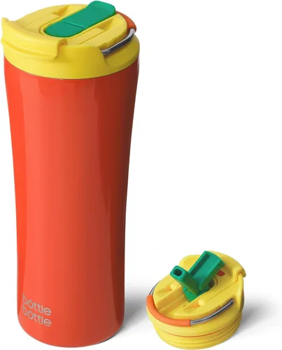 Vista 10 de BOTTLE BOTTLE Vasos de café aislados con tapa de doble uso y pajita, taza Flores de cerezo