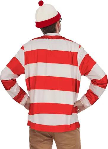 Vista 4 de BEEBY Conjunto de 3 piezas de camiseta divertida de manga larga a rayas rojas y blancas para hombre