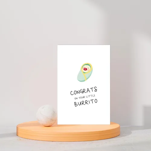 Vista 2 de Divertidas felicitaciones para nuevos padres, bonita tarjeta de recién nacido para mamá papá, linda tarjeta de baby shower