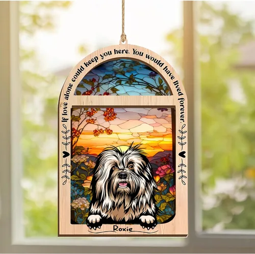 Vista 36 de LOVELYPOD Adorno de Navidad personalizado de sabueso afgano, atrapasoles con nombre, regalos de pérdida de mascotas, regalos para amantes