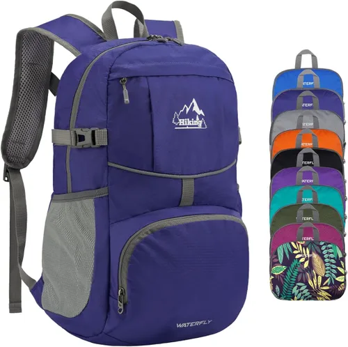Vista 13 de WATERFLY Mochila de senderismo plegable: mochila de día de 25L ultra ligera para mujer y hombre - pequeña mochila plegable compacta para deportes al