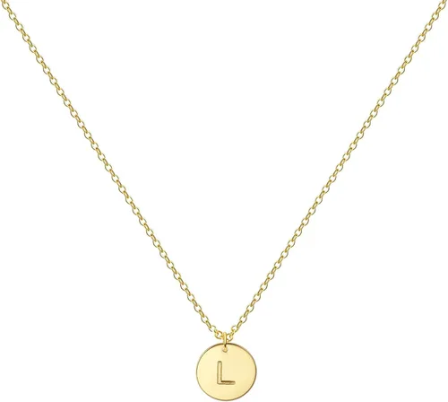 Vista 9 de Collar personalizado con inicial, chapado en oro de 18 quilates, de acero inoxidable, con dije de moneda, collar con dije de letra memorable