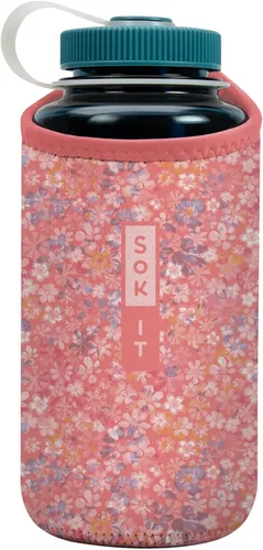 Vista 135 de Sok It BotlSok Funda para botella de agua con cubierta de neopreno aislante (Floral abstracto, se ajusta a CamelBak o Nalgene de 12 onzas)