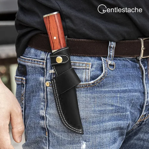 Vista 2 de Funda Horizontal para Cuchillo de Cinturón Gentlestache, Funda de Extraccion Compacta EDC en Negro