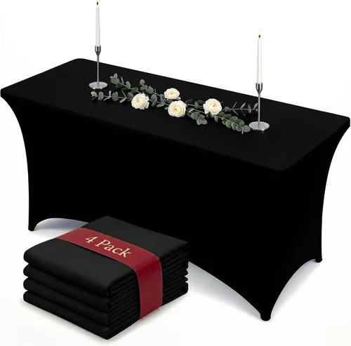 Vista 23 de Utopia Kitchen Mantel rectangular de spándex de 4 pies [1 unidad, negro] 200 GSM elástico, ajustado, lavable y resistente a las arrugas, cubierta