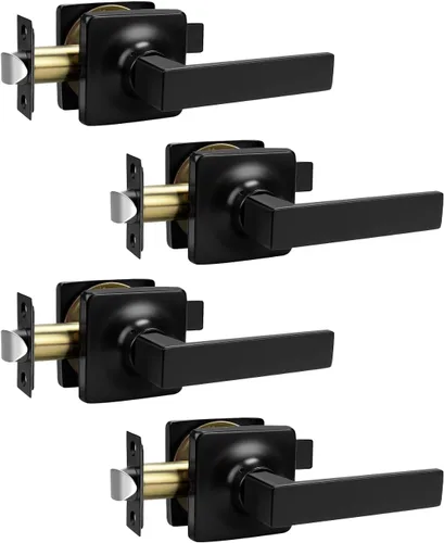 Vista 11 de Mengico Paquete de 1 cerradura de puerta, manijas de puerta negras para interiores, palanca de puerta interior izquierda o derecha, manija de puerta