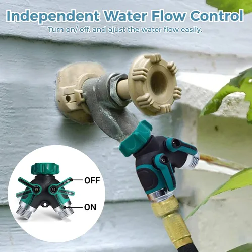 Vista 3 de Homaisson Divisor de manguera de jardín de 2 vías, conector Y de grifo de agua de 3/4 pulgadas con 3 arandelas a prueba de fugas, divisor