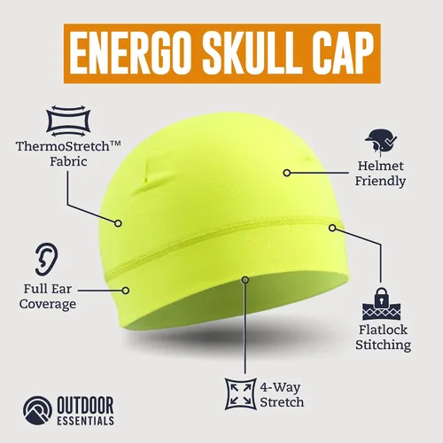 Vista 3 de OutdoorEssentials - Gorra para hombre Gorro de invierno para correr, esquí, ciclismo, se ajusta debajo de cascos