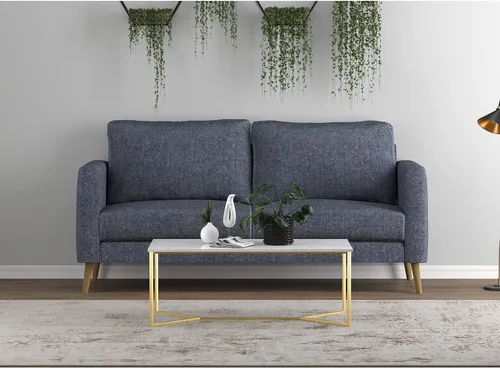 Vista 4 de Mesa de centro Safdie 44L Marble Gold Metal