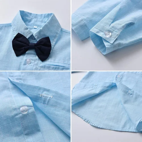 Vista 5 de SANGTREE - Conjuntos de traje de caballero para niños con tirantes extraíbles, de 3 meses a 14 años