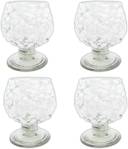 Vista 24 de Vasos de Chupito de Tequila Auténticos Mexicanos Soplados a Mano - Juego de 4 - 2 oz - Mini Vasos de Coñac - Base Pesada - Coñac (Aurora Boreal)