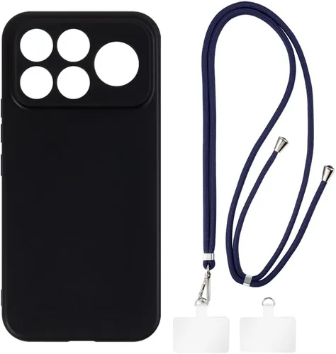 Vista 10 de Funda y cordón para Redmi K100 Pro Max 5G - transparente+negro Juego de 6.9 pulgadas que incluye funda protectora y correa desmontable para el Funda