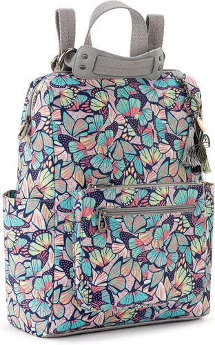 Vista 2 de Sakroots Loyola - Mochila para mujer de sarga ecológica, correa cruzada ajustable, bolsa multifuncional con compartimento para portátil, bolso