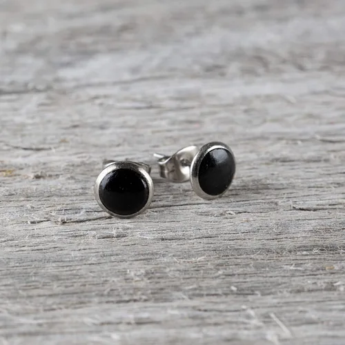 Vista 3 de Pendientes de madera orgánica para mujer Juego de pendientes con anillos de acero quirúrgico