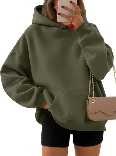 Vista 10 de EFAN Sudaderas con capucha para mujer, suéteres de forro polar cómodos Lunares albaricoques