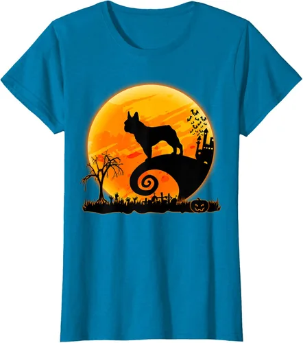 Vista 114 de Camiseta divertida de disfraz de Halloween para perro y luna de Bulldog francés, Negro, S