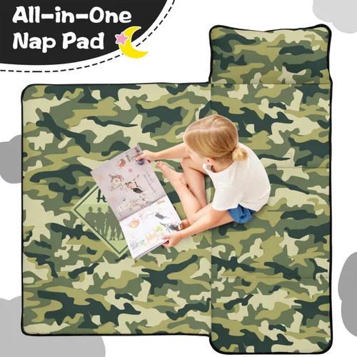 Vista 3 de Juego de alfombrillas personalizadas para siesta de autos de dibujos animados con nombre, saco de dormir para niños, colchón de cama para niños