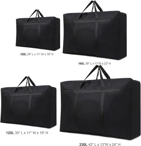 Vista 6 de Bolsas de almacenamiento multiuso extragrandes resistentes, bolsas de viaje para ahorrar espacio, para mudanzas (Negro, 100L)