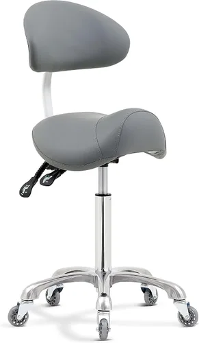 Vista 10 de Antlu Silla de Sillín para Clínica de Masaje, Spa, Salón, Corte, Silla Giratoria con Ruedas, Altura Ajustable (Negro)