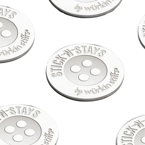 Vista 3 de Stick-N-Stays Magnetic Collar Stays by Würkin Stiffs Silver Includes 10 Magnetic Adhesive Stays and 2 Power Button Magnets Great for Polos Gift