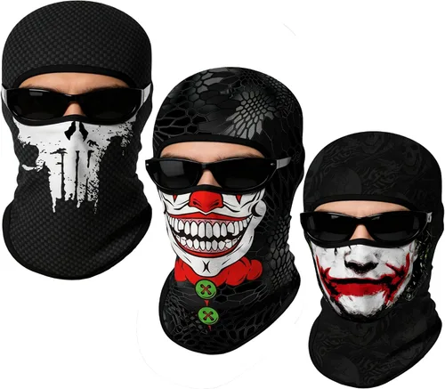 Vista 28 de Pasamontañas 3D, máscara de cara completa, resistente al viento, máscara de esquí con calavera táctica para motocicleta, ciclismo, Halloween 4