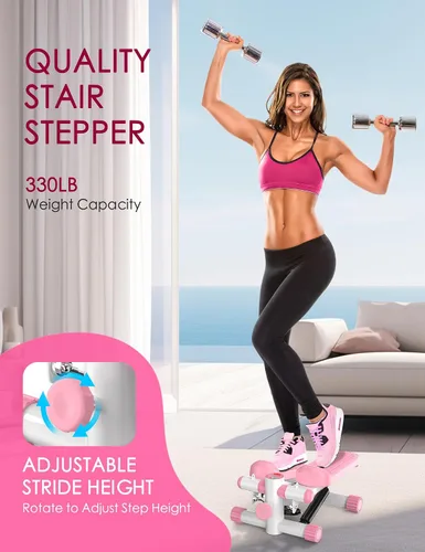 Vista 3 de Steppers for Exercise at Home, KitGody Mini Stepper with Resistance Bands, Portable Stair Stepper for Home 330LBS Capacity, Adjustable Height
