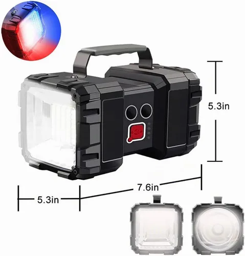 Vista 8 de Linterna LED recargable, foco LED, gran capacidad de potencia, 13000 lúmenes, 20 horas, espera ultra larga, 7 modos de luz, luz de trabajo