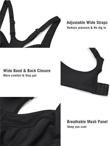 Vista 5 de SYROKAN High Impact Sports Bras for Women High Support Unlined Underwire Racerback No Uniboob Workout Bra