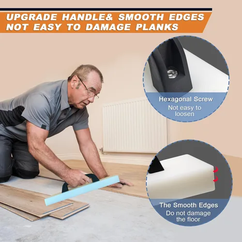 Vista 3 de Bloque de Golpeo para Suelos de Servicio Pesado - Adecuado para Laminado, Vinilo, Madera Dura y Madera Diseñada - Mango Incluido, Sin Martillo Asa
