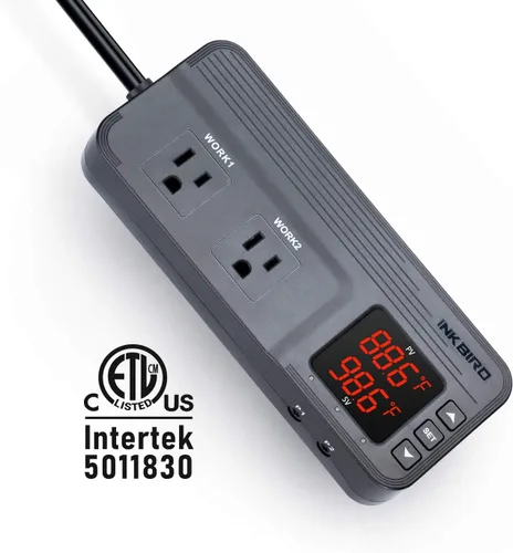 Vista 4 de Inkbird Controlador de temperatura y humedad ITC-608T Termostato de etapa dual precableado 120VAC 15A 1800W ETL Listado Invernadero de hongos