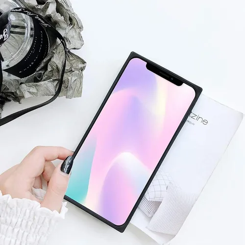 Vista 2 de LUVI Funda rectangular compatible con iPhone 14 para mujer, maquillaje, bonito diseño de espejo de cristal brillante de lujo con parachoques