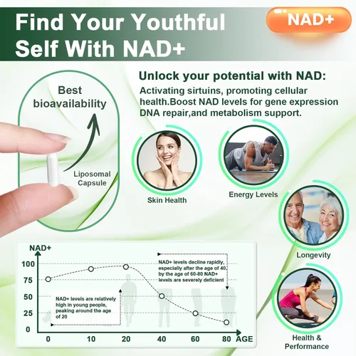 Vista 7 de Suplemento alternativo NMNH, resveratrol de ribósido de nicotinamida NAD, NAD liposomal + resveratrol, suministro de 30 días - Suplemento NAD