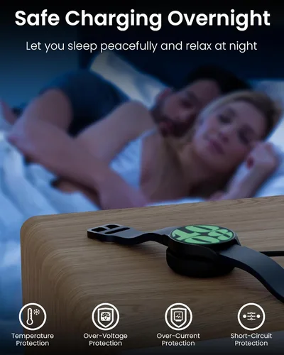 Vista 6 de Cargador de reloj para Samsung Galaxy Watch 8/8 Classic, 7/6/Ultra, 5/5 Pro/4/4/6 Classic/3/Active 2/Active 1, adaptador y cable de carga rápida