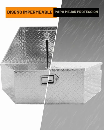 Vista 6 de Caja de herramientas de aluminio de 38" con lengüeta para remolque de alta resistencia, caja de herramientas para cama de camión con llaves