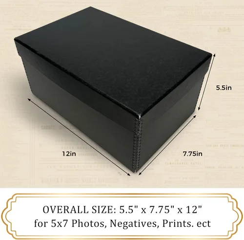 Vista 2 de Golden State Art, Cajas de almacenamiento para fotos de archivo, caja de conservación sin ácidos, de 5 x 7 x 12 pulgadas, con capacidad para hasta
