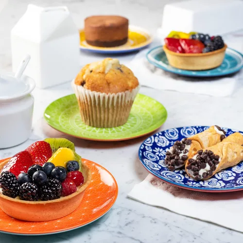 Vista 7 de Annovero Cuencos de postre, platos de postre Platos de cocina Apto para horno microondas Vajilla de porcelana colorida