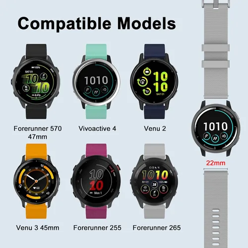 Vista 4 de ISABAKE Correa de repuesto para reloj Polar Ignite para Garmin vivoactive4 / Active de 0.866 in de liberación rápida de silicona