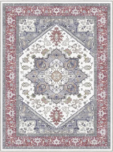 Vista 287 de OPPODREAM Alfombras suaves, pequeñas y lavables con parte trasera antideslizante, alfombra de cachemira sintética de pelo bajo, 2 x 3 pies, azul