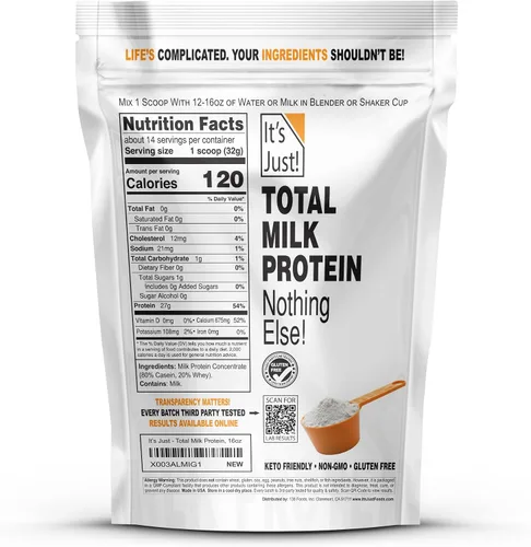 Vista 2 de It's Just! - Concentrado en polvo de proteína de leche total, 16 onzas, sin