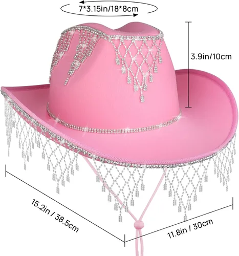 Vista 3 de Rhinestone Cowboy Hat - Bridal Cowgirl Hat for Women Bride to Be, Rhinestones Cowgirl Hat