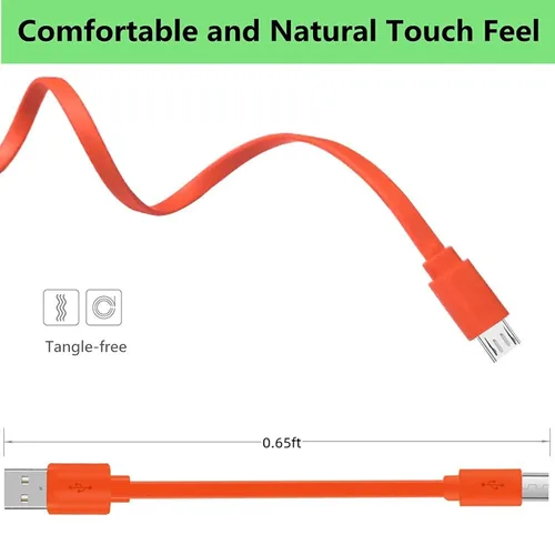 Vista 4 de Flip 4 - Cable de carga de repuesto micro USB, cable plano para JBL T500BT JBL Flip4 Flip3 Clip3 Charge 2+ Charge 3 Pulse 3 Altavoz Bluetooth