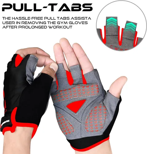 Vista 7 de WESTWOOD FOX Guantes de ciclismo para hombres y mujeres, medio dedo, unisex, acolchados, antideslizantes, guantes de bicicleta de montaña