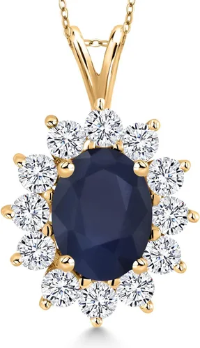 Vista 192 de Gem Stone King Collar con piedra natal ovalada de plata chapada en oro amarillo de 18 quilates, ovalado de 0.315 x 0.236 in, collares con colgante