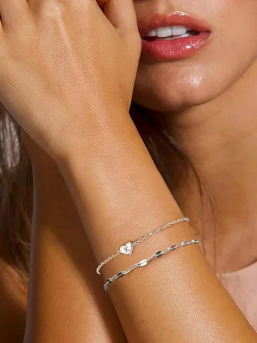 Vista 7 de Silvora Pulseras de plata de ley 925 con inicial de corazón A-Z, pulseras de letras de la A a la Z, pulsera delicada para mujer