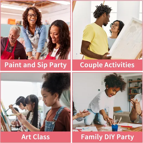 Vista 5 de Paquete de 8 lienzos predibujados para pintar para adultos, suministros para fiestas de pintar y beber, juego de pintura en lienzo para artistas