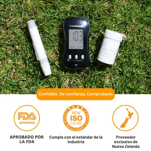 Vista 2 de CareSens N Kit de monitor de glucosa en sangre con 100 tiras de prueba de azúcar en sangre, 100 lancetas, 1 medidor de glucosa en sangre, 1