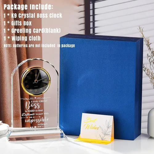 Vista 3 de Ornalrist Regalos de Jefe para Hombres y Mujeres Reloj de Cristal, Regalos para Jubilación Jefa Mujer - Regalo de Apreciación de Jefe para Hombres